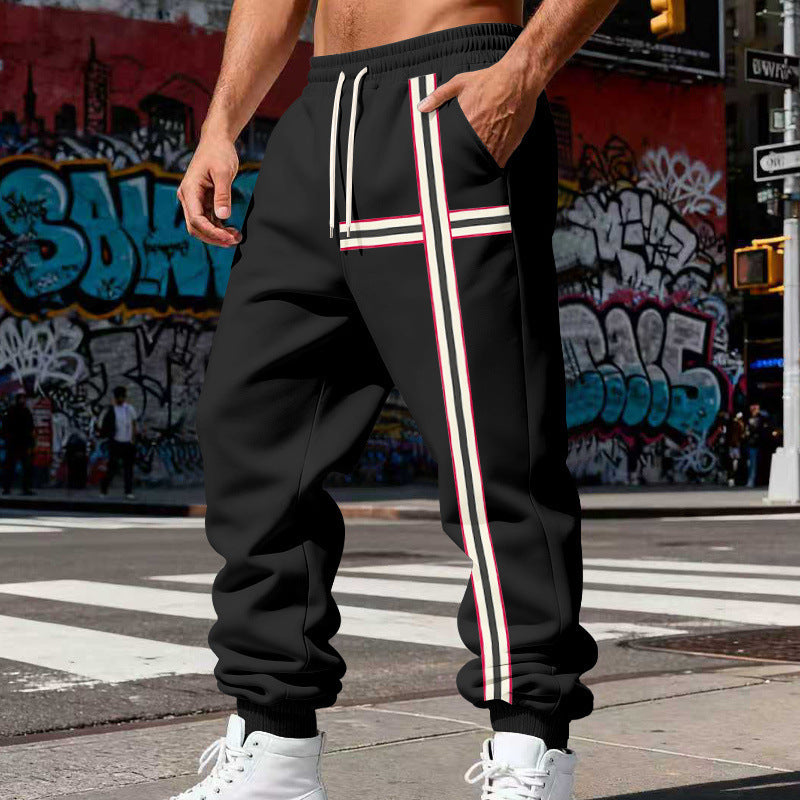 Herren Jogginghose mit seitlichem Tape-Streifen und elastischem Kordelbund Drune