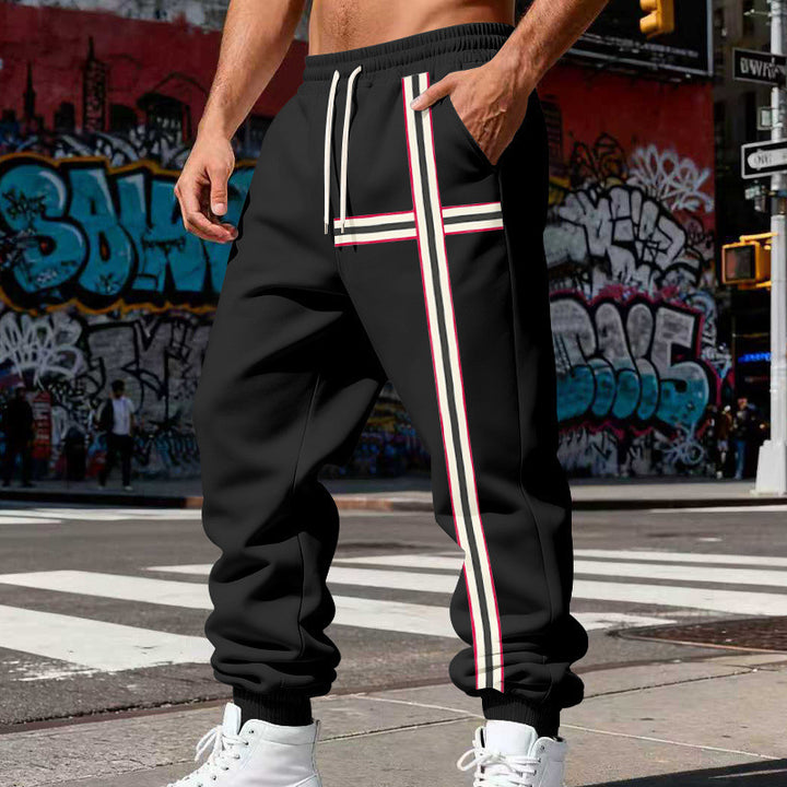Herren Jogginghose mit seitlichem Tape-Streifen und elastischem Kordelbund Drune