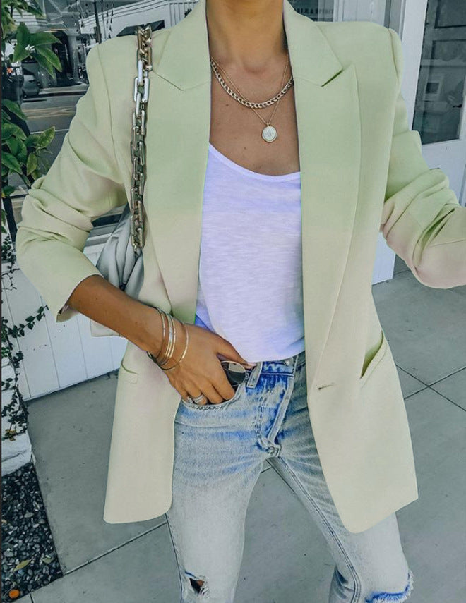 Damen Eleganter Oversized Blazer mit strukturiertem Schnitt und lässigen Details Drune