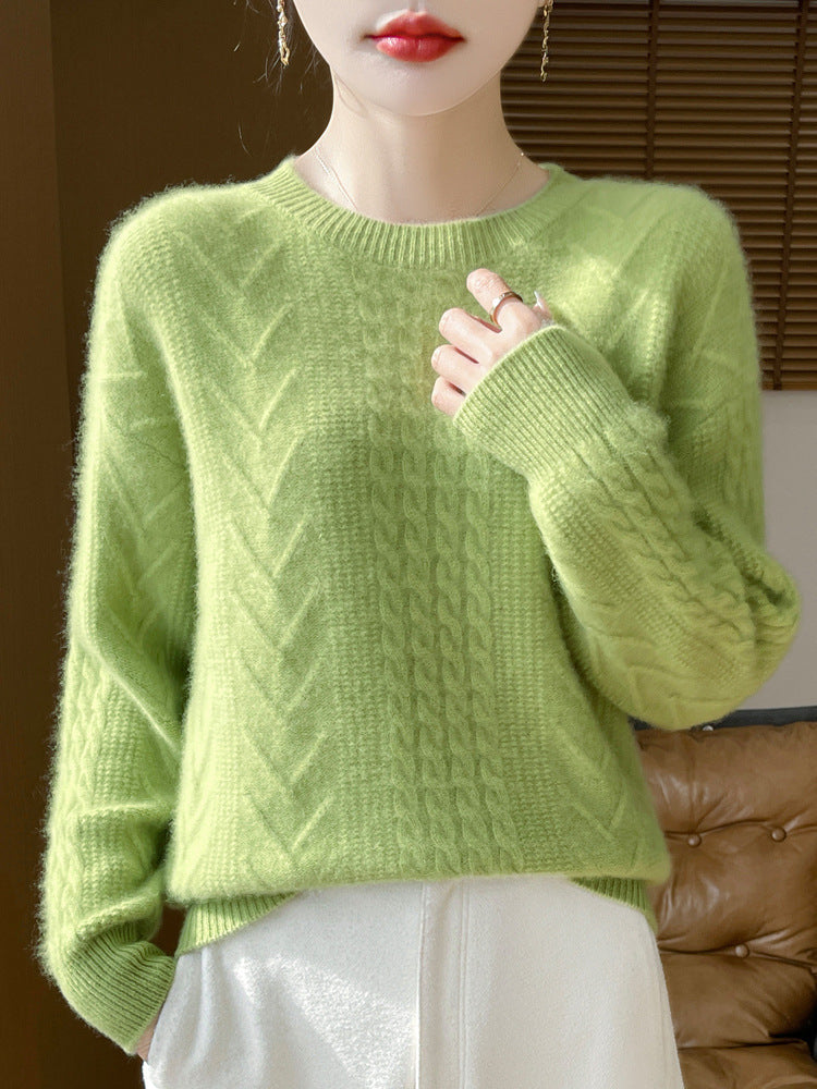 Damen Kurzpullover mit Zopfmuster, Rundhals und kaschmirähnlicher Weichheit Drune