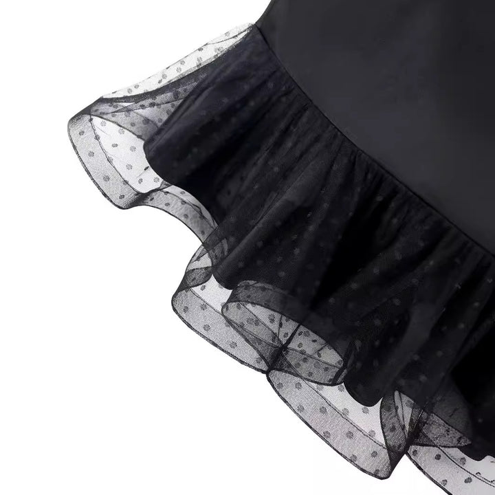 Damen eleganter Bleistiftrock mit voluminösem Tüllsaum Drune