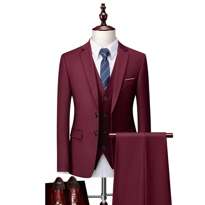Herren Dreiteiliger Business-Anzug mit tailliertem Schnitt, Weste und klassischem Revers Drune