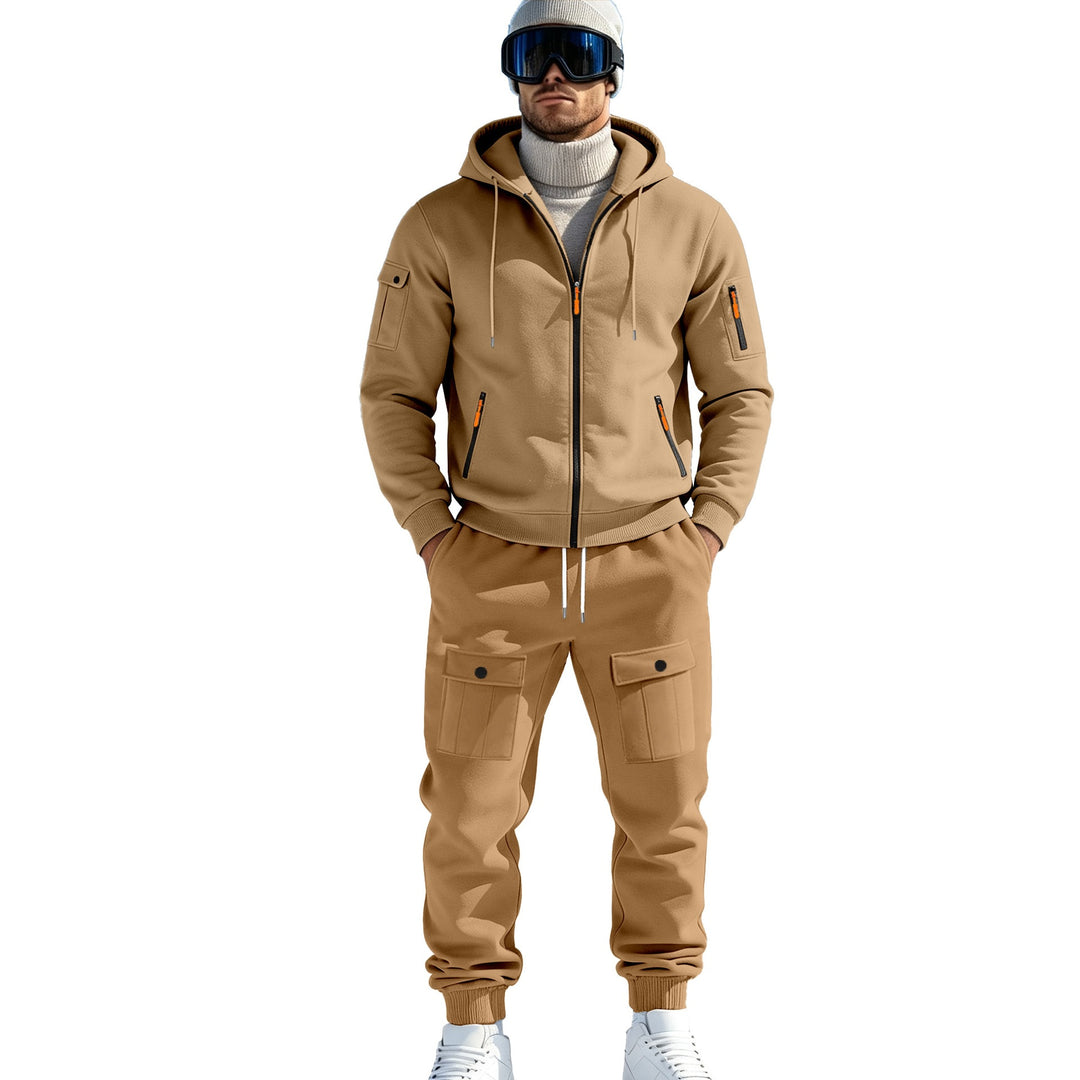 Herren Komfort-Fleece Hoodie mit Reißverschluss, Kapuze und Utility-Ärmeltasche Drune
