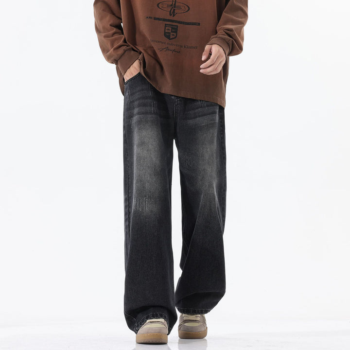 Herren Extraweite Baggy-Jeans mit extra langer Saumkante und dezenter Repair-Optik Drune