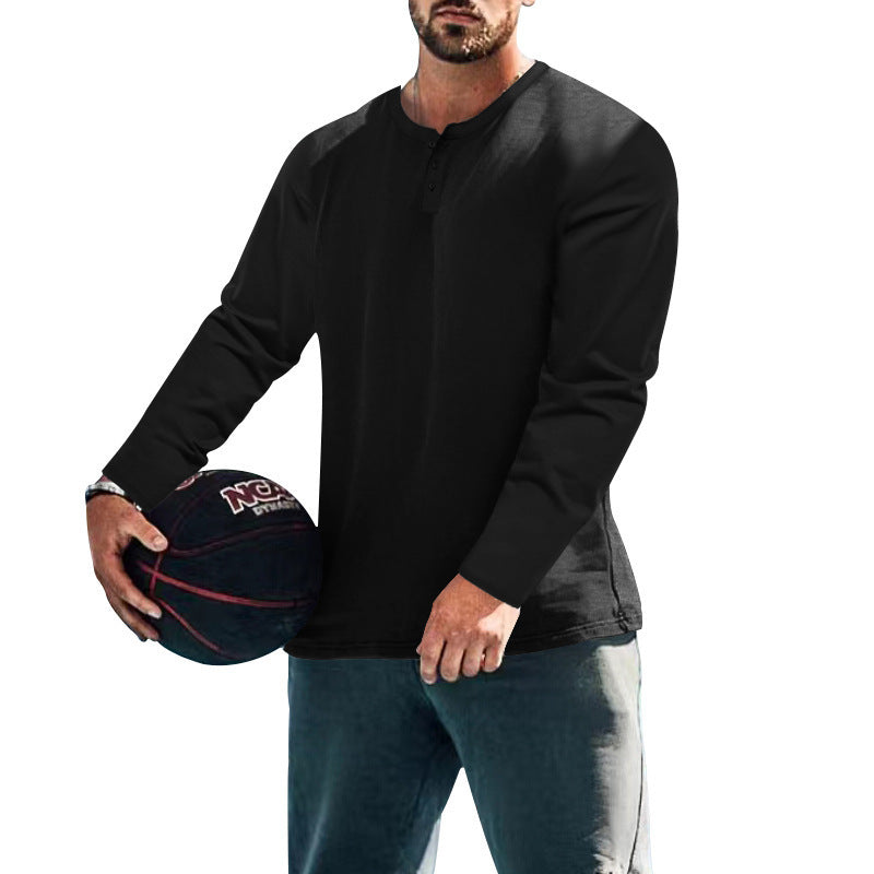 Herren Langärmliges T-Shirt mit Knopfleiste Drune
