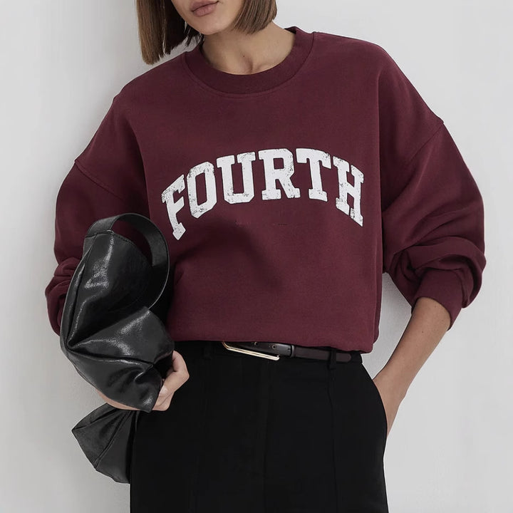 Damen Oversized Sweatshirt mit trendy Print Drune