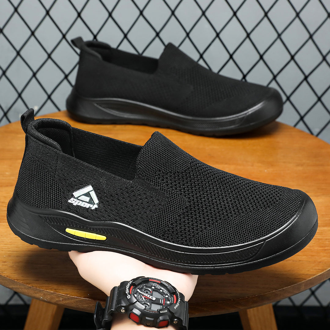 Herren nan atmungsaktiver Slip-On Arbeitsschuh mit nahtlosem Strickoberteil, stoßdämpfender EVA-Zwischensohle und rutschfester Gummilaufsohle Drune