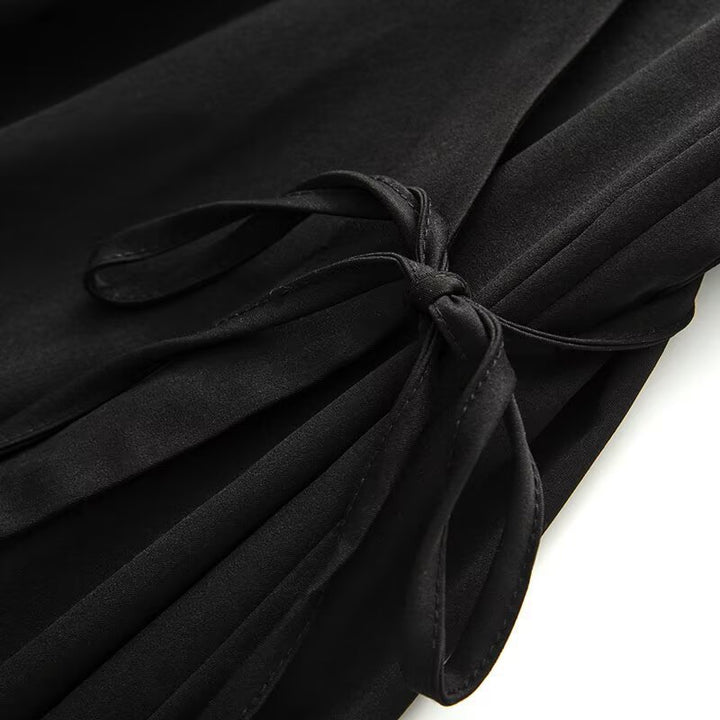 Damen Wickel‑Midikleid mit V‑Ausschnitt und Bindegürtel Drune