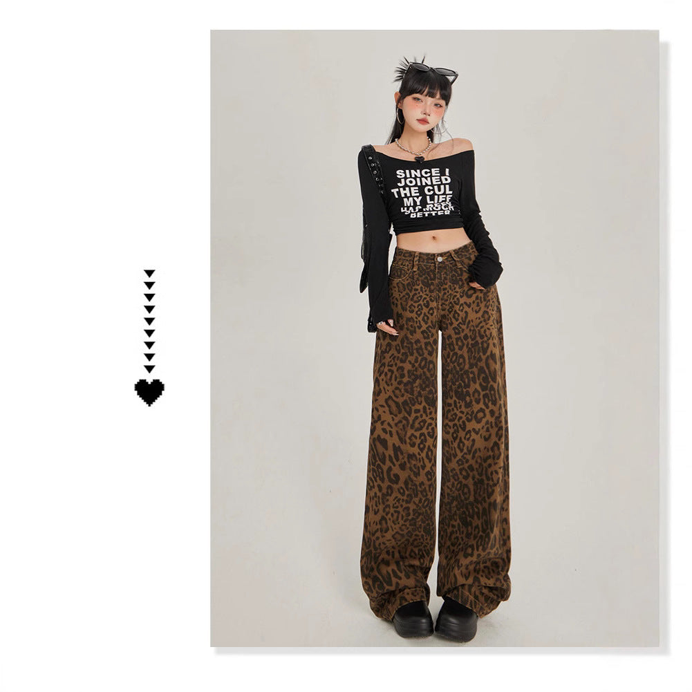 Damen Weite Leoparden-Hosen Drune