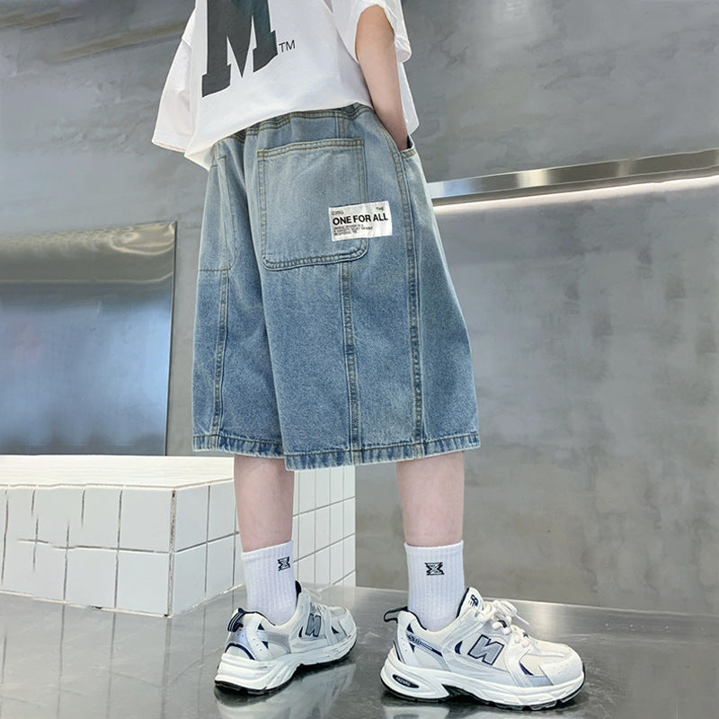 Jungen lässige Denim-Cargo-Shorts mit praktischen Taschen Drune