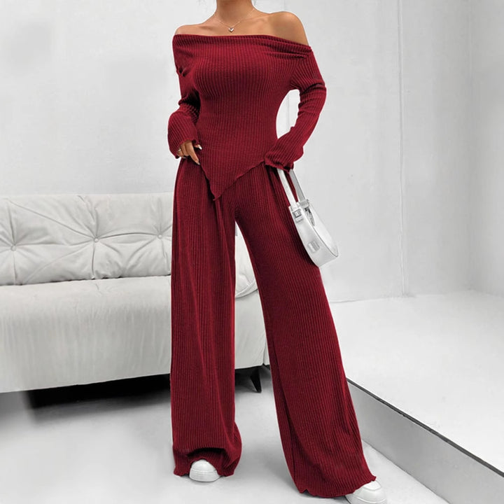 Damen figurbetontes Jumpsuit mit asymmetrischem Ausschnitt und langen Ärmeln Drune