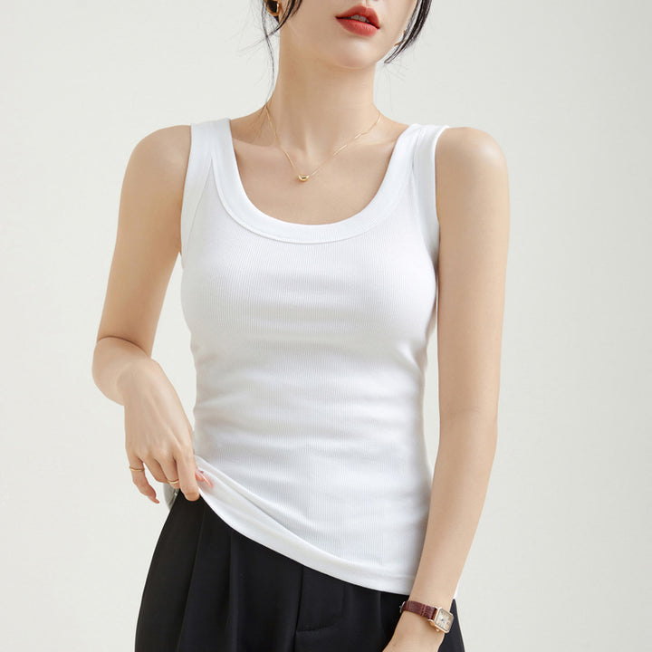 Damen Weiches Ripp-Top mit Eleganter Rundhalsausschnitt Drune