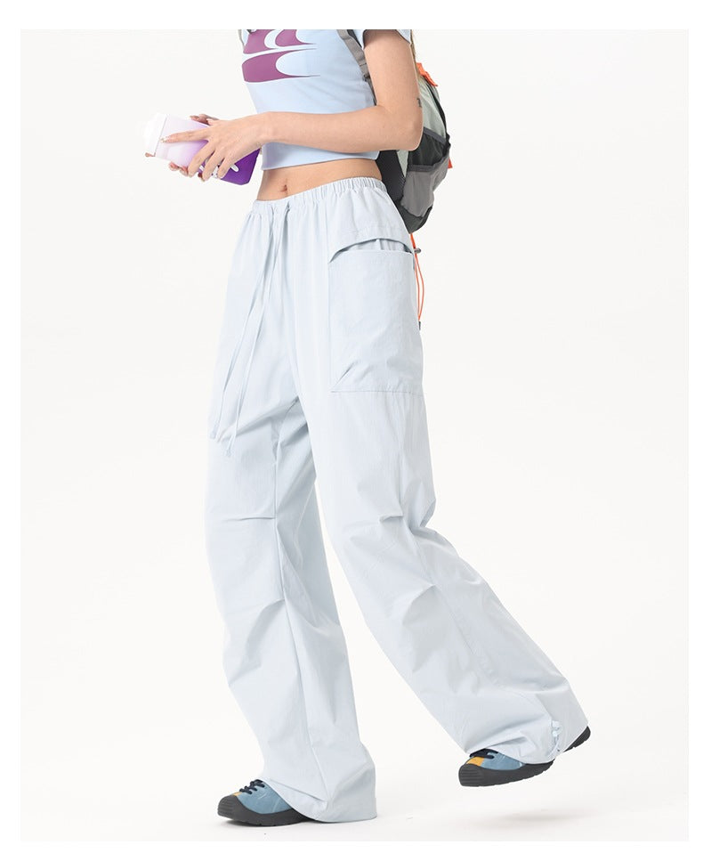 Damen Wide‑Leg Cargo‑Hose mit elastischem Bund & Utility‑Taschen Drune