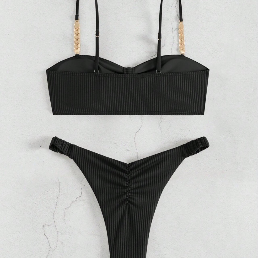 Damen Bustier-Bikini mit elegantem Schleifen-Design und modischen Akzenten Drune