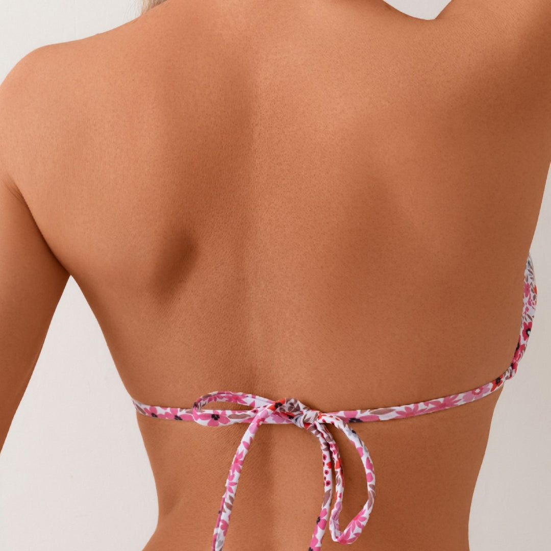 Damen Triangel-Bikini mit verstellbarem Bindeband und femininem Blütenmuster Drune