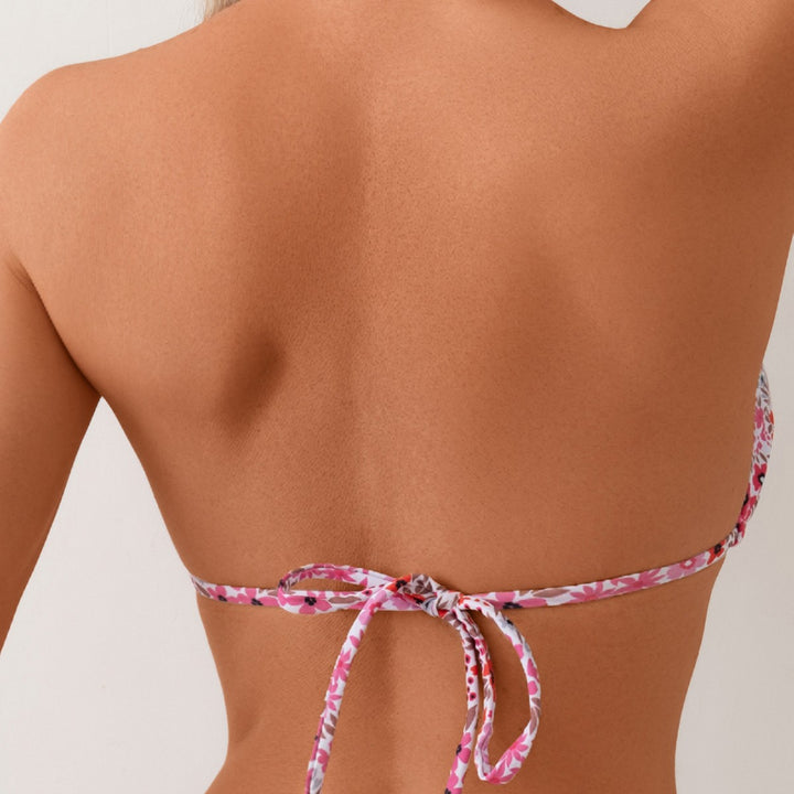Damen Triangel-Bikini mit verstellbarem Bindeband und femininem Blütenmuster Drune