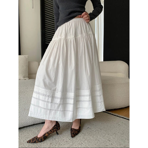 Damen eleganter Midirock mit voluminösem Design und bequemem Taillenzug Drune