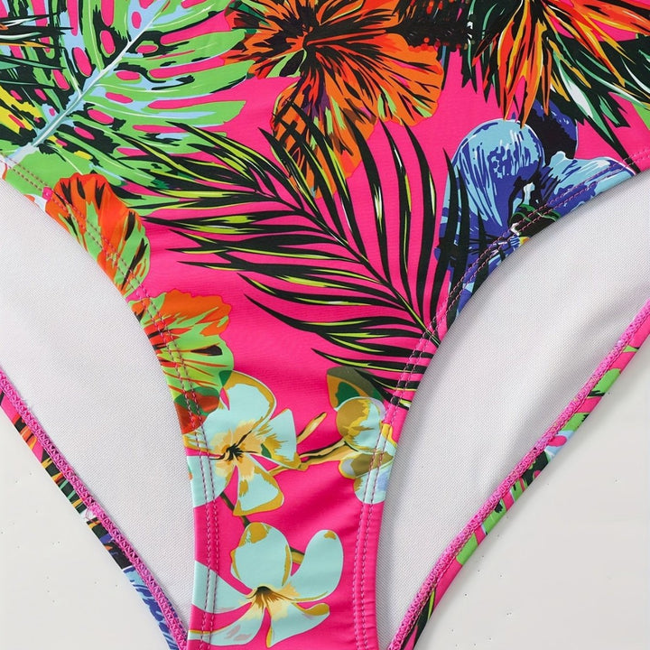 Damen Bikini-Set mit floralen Mustern und leichtem Überwurf Drune
