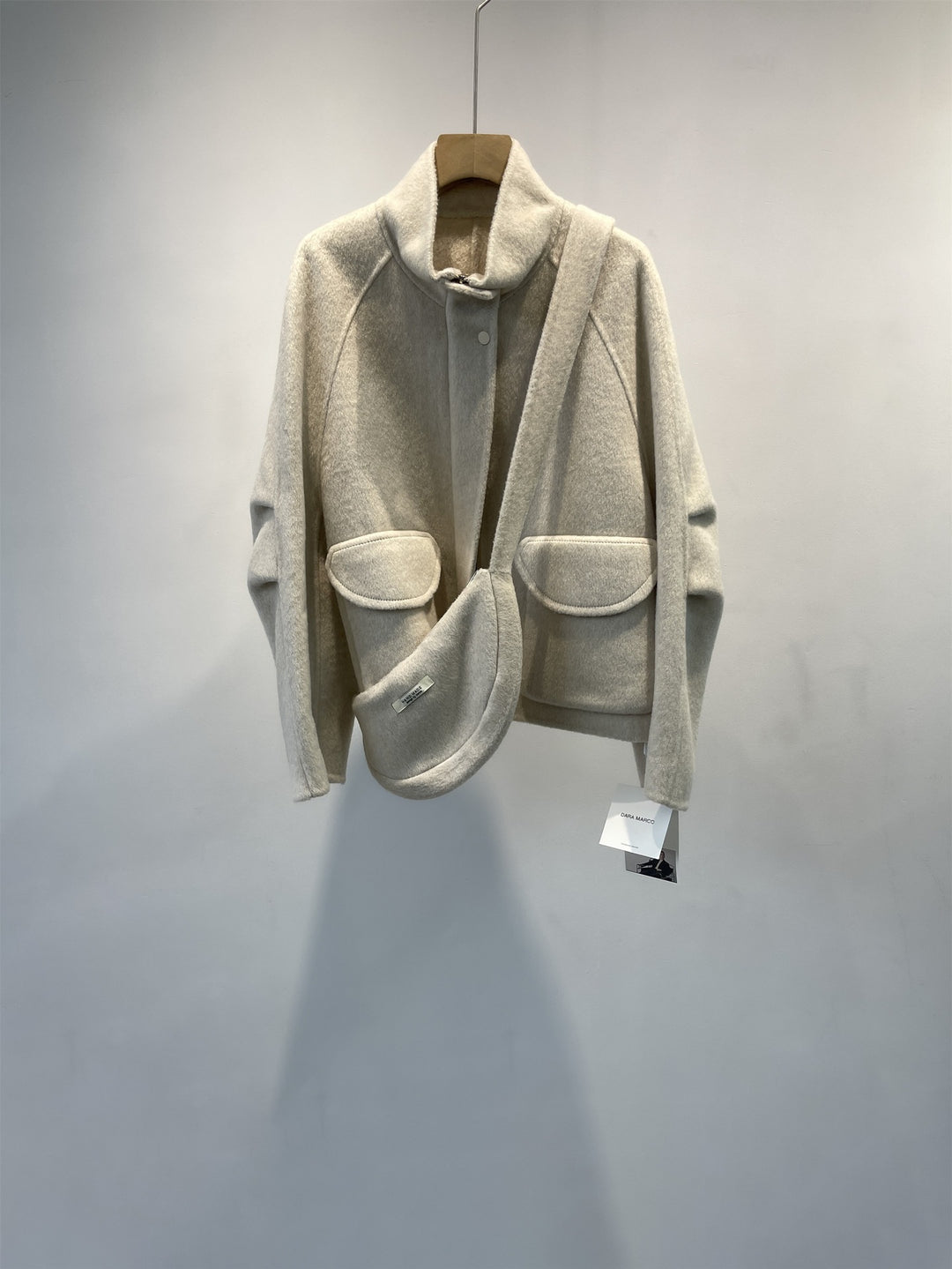 Damen Gemütliche Übergroße Wollmischung Jacke Drune