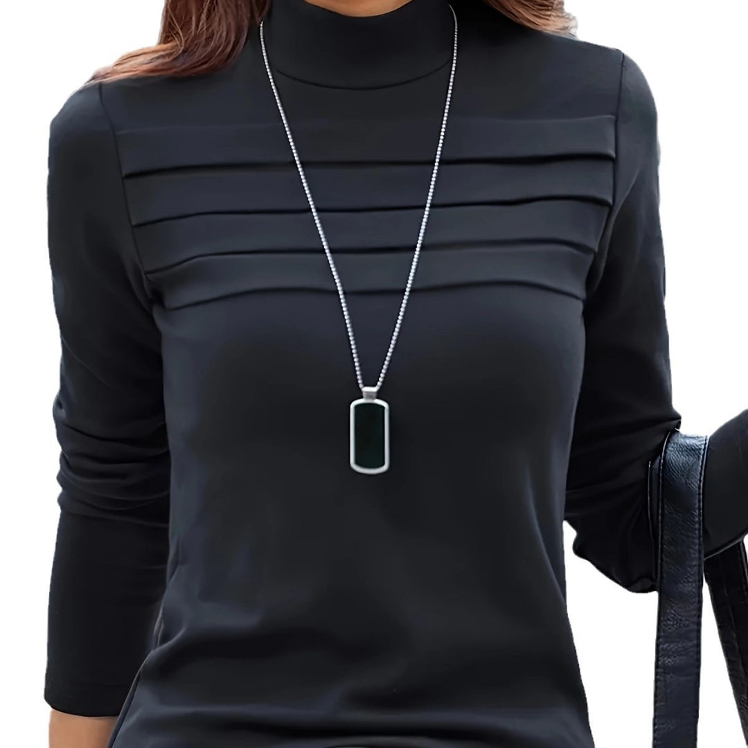 Damen Langarmshirt mit strukturiertem Kragen und elegantem Faltenwurf Drune