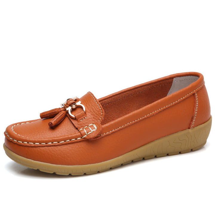 Damen Mokassins mit ornamentaler Schnalle und weicher Sohle Drune