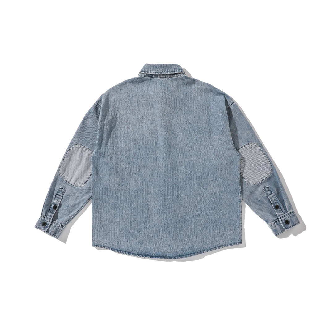 Herren Overshirt aus gewaschenem Denim mit abgerundetem Saum Drune