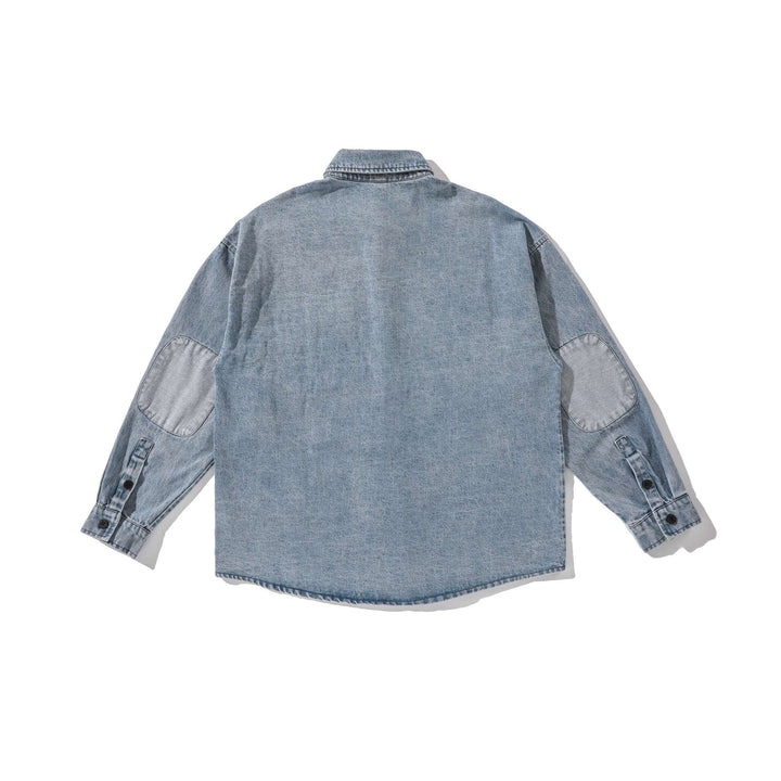Herren Overshirt aus gewaschenem Denim mit abgerundetem Saum Drune