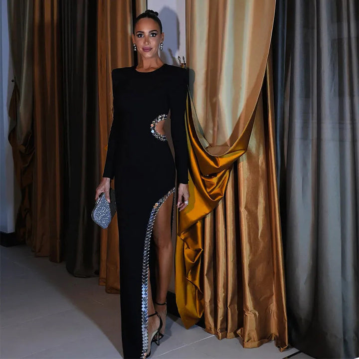 Damen Abendkleid mit asymmetrischem Schnitt und glitzernden Akzenten Drune