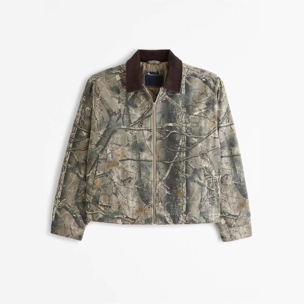 Herren Freizeitjacke im modernen Camouflage-Design mit hochschließendem Kragen Drune