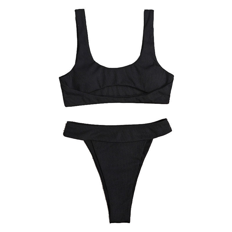 Damen Hochgeschnittener Bikini mit breiten Trägern Drune