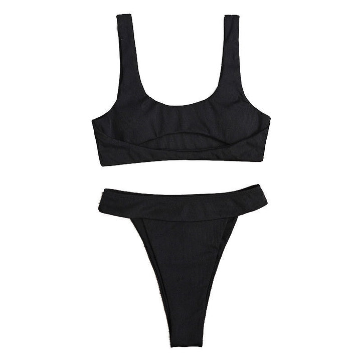 Damen Hochgeschnittener Bikini mit breiten Trägern Drune
