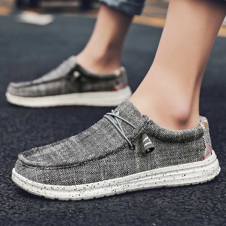 Herren Legerer Canvas-Mokassin-Slipper mit geflochtener Schnürung und gefleckter EVA-Sohle Drune