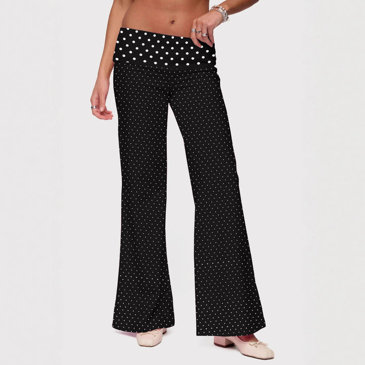 Damen Palazzo-Hose mit gestreiftem Bund und lässigem Schnitt Drune