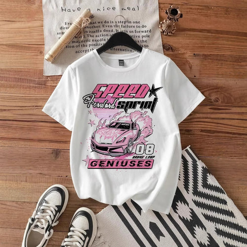Damen T-Shirt mit kreativem Auto-Motiv und urbanem Schriftzug Drune