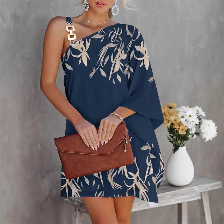Damen asymmetrisches Minikleid mit dekorativem Schulterdetail und elegantem Design Drune