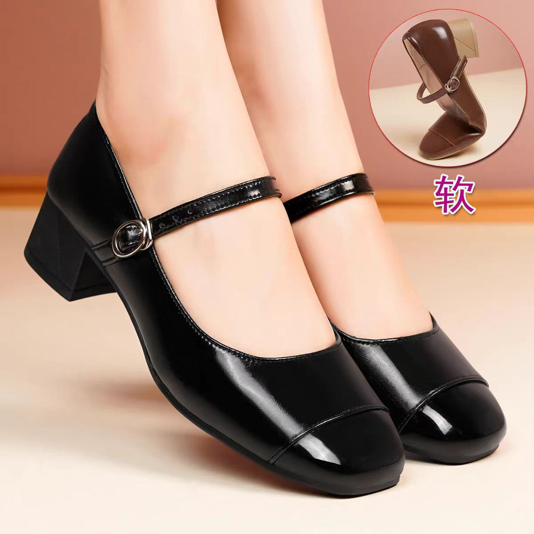 Damen Mary Jane Blockabsatzschuhe mit modischer Schnalle Drune