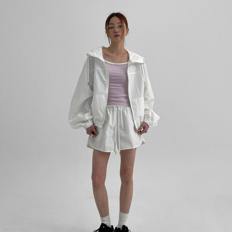 Damen Sportliche Jacke mit kurzen Hosen Drune