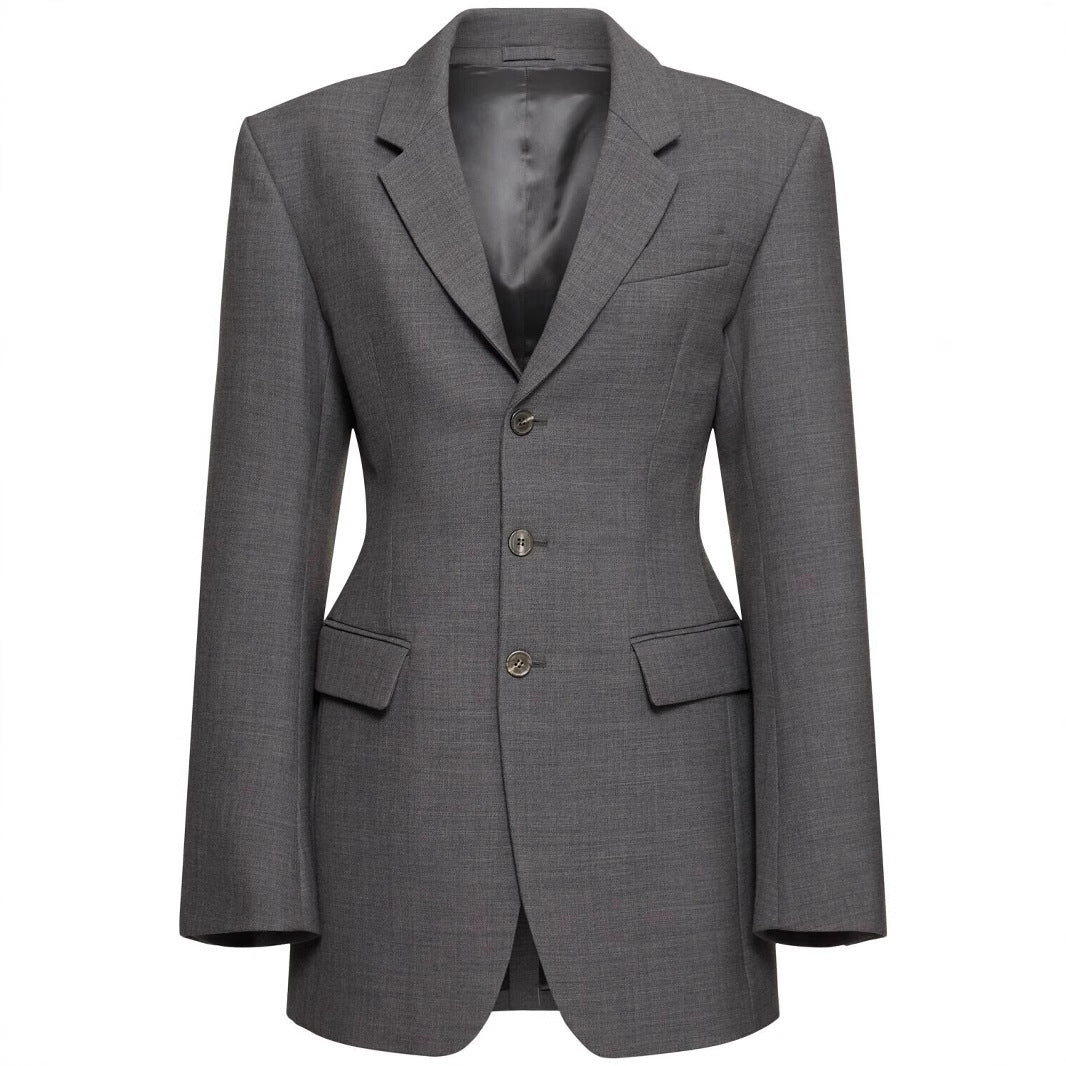Damen Oversize-Blazer mit langer Silhouette und markanter Schulterpartie Drune
