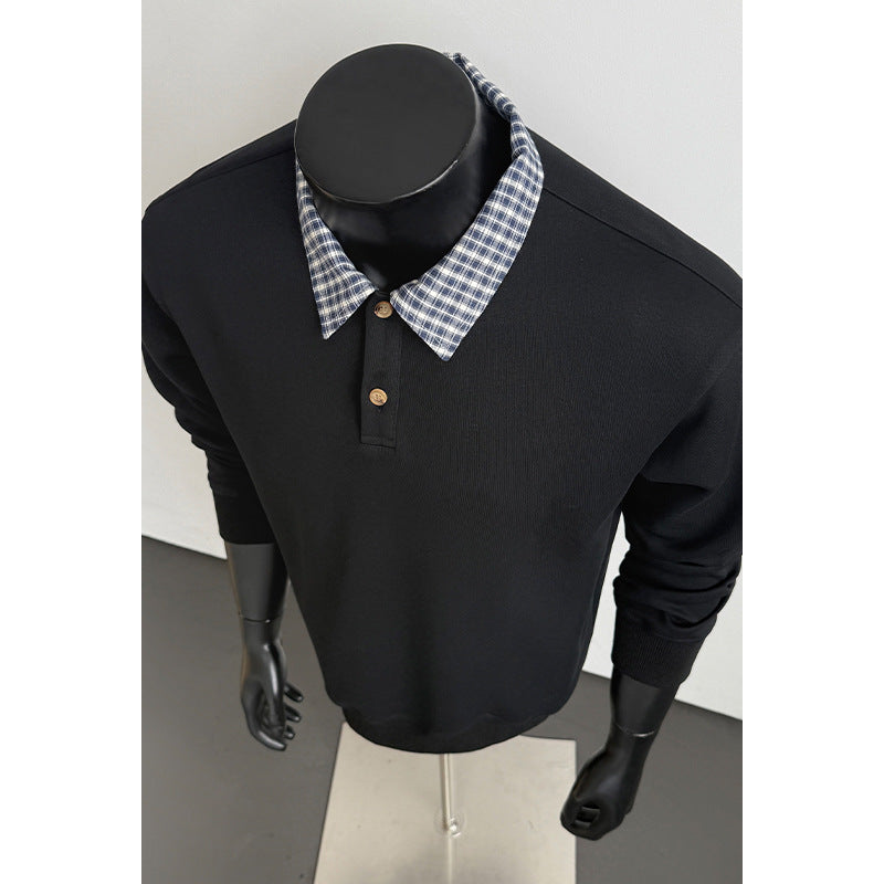 Herren Sportlicher Sweatshirt mit Kragen und Schultergurt Drune