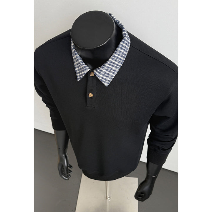 Herren Sportlicher Sweatshirt mit Kragen und Schultergurt Drune