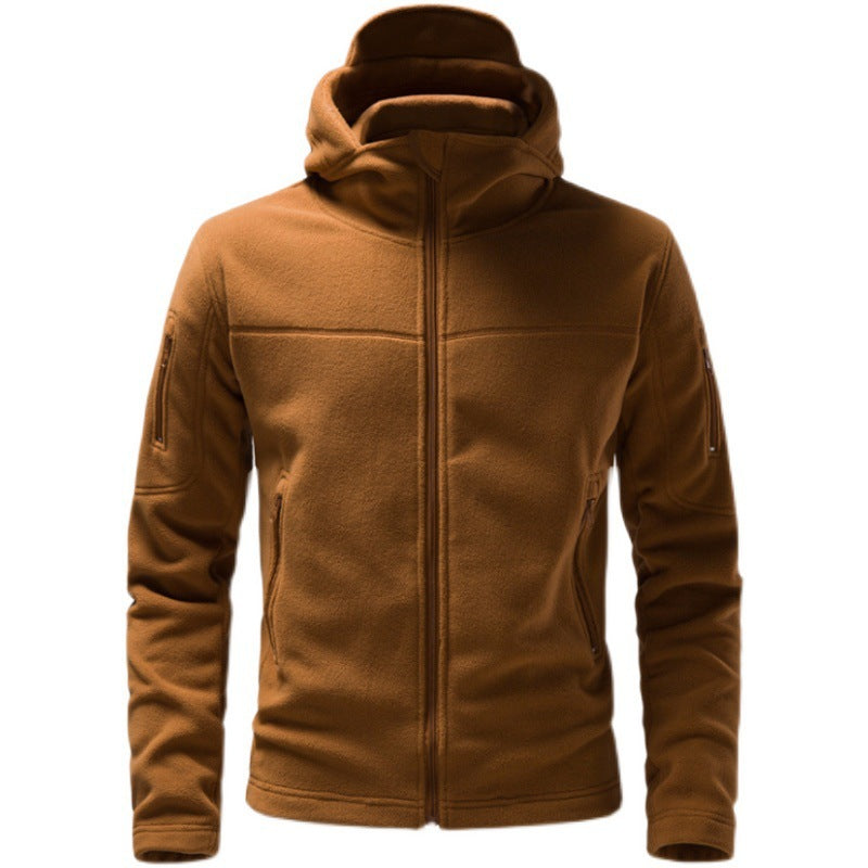 Herren Fleecejacke mit Kapuze und funktionalen Taschen Drune