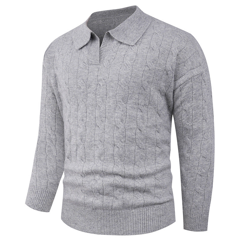 Herren nan Kabelstrick-Polo mit Polokragen und gerippten Bündchen aus feinem Wollmix Drune