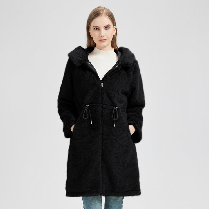 Damen Eleganter und warmer Parka mit abnehmbarem Kunstfellkragen und praktischen Schnürdetails Drune