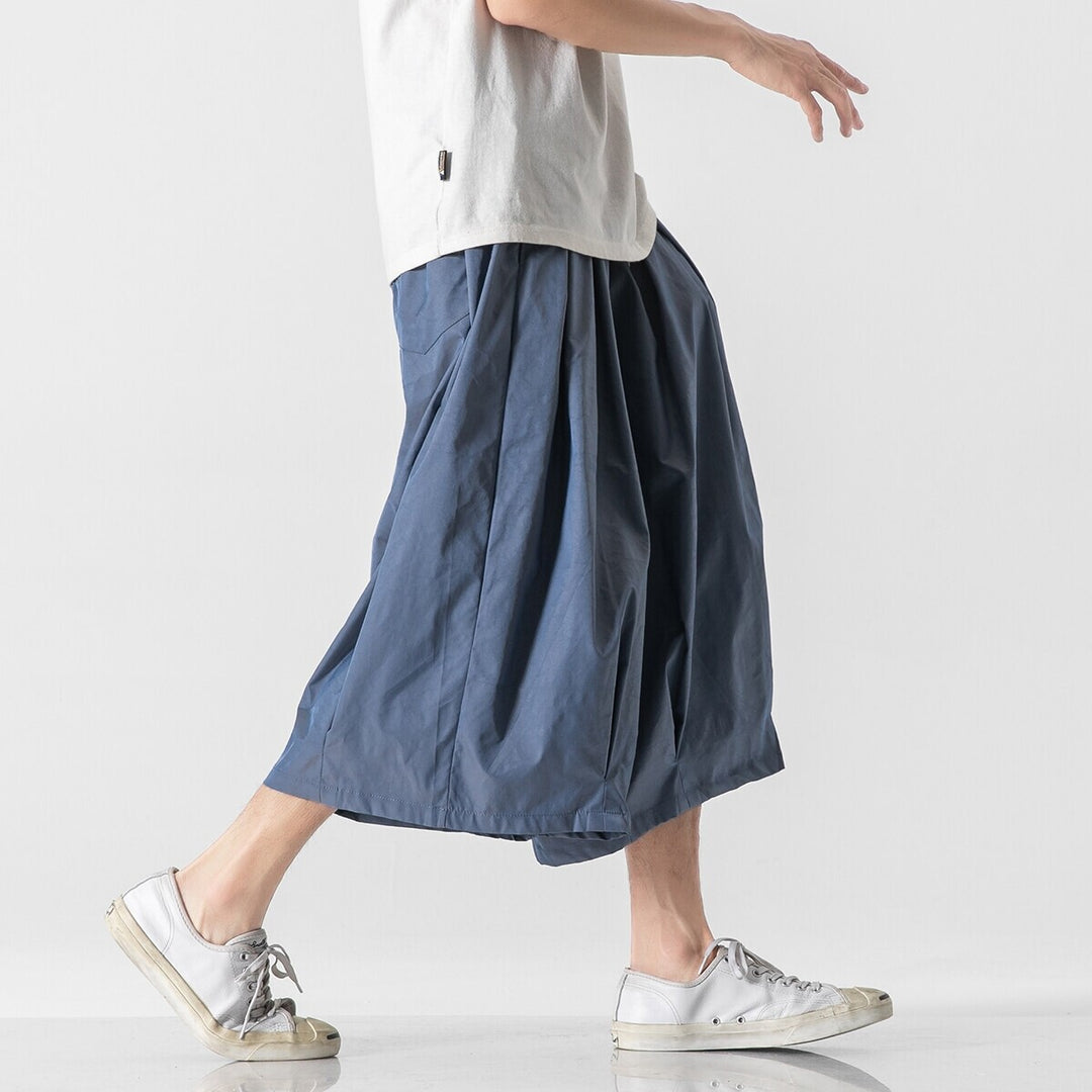 Herren Weit geschnittene Culotte-Loungehose mit tiefem Schritt und elastischem Tunnelzug Drune