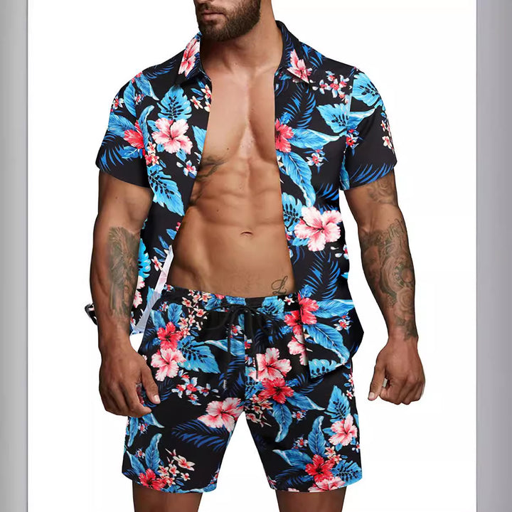 Herren kurzärmliges Hemd und Badeshorts Set Drune