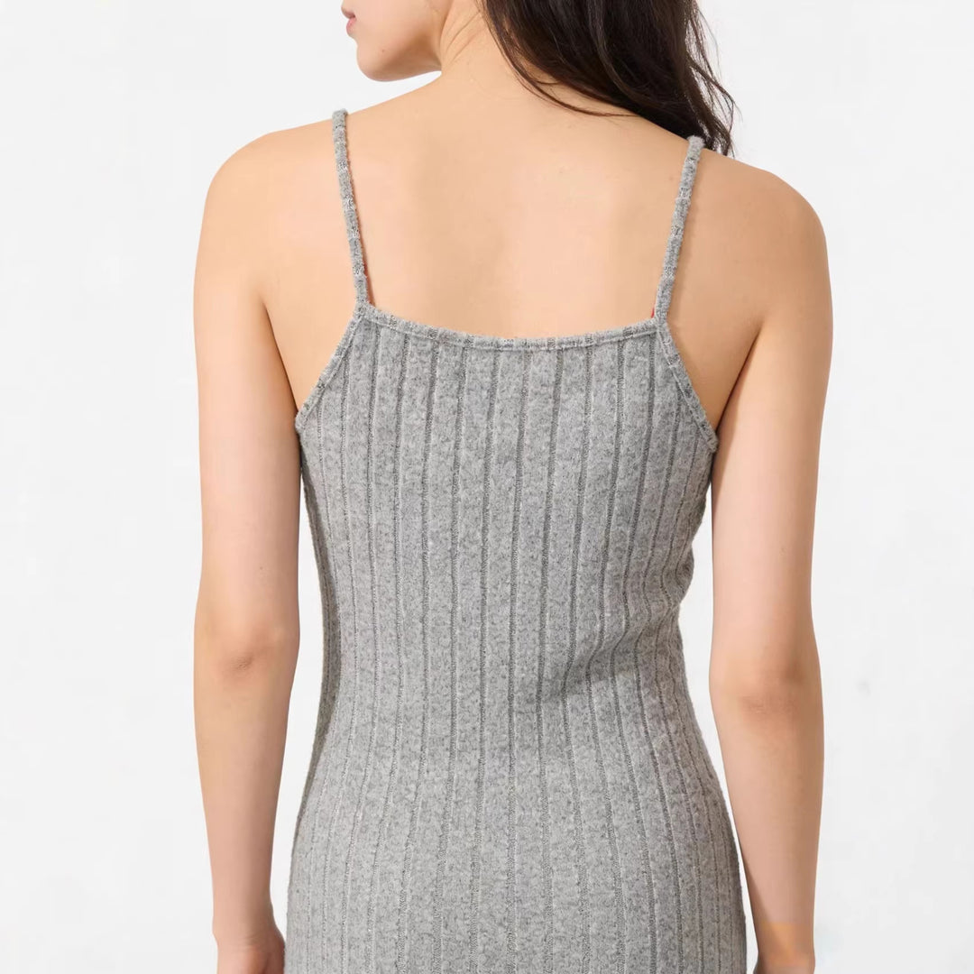 Damen Geripptes Strick-Kleid mit passendem Kurzcardigan Drune