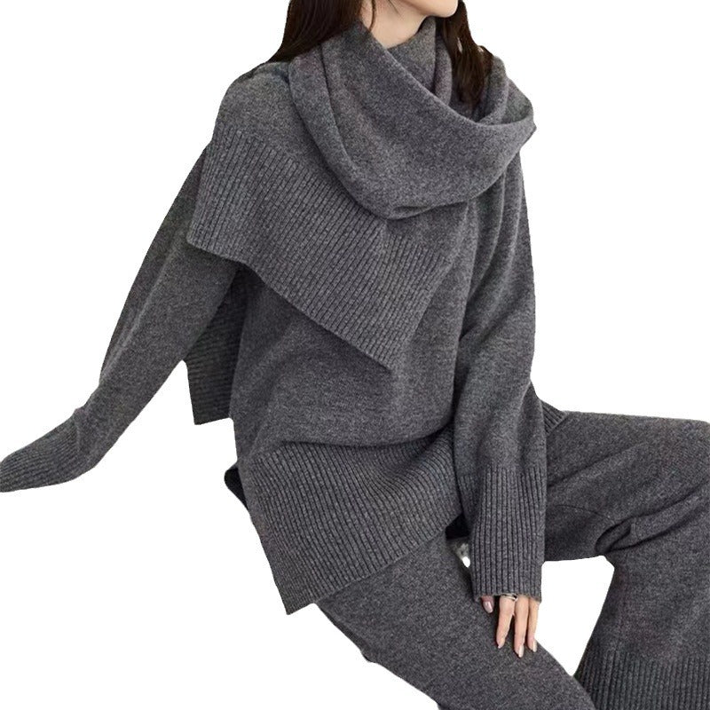 Damen lässiges Strickoberteil mit weitem Schnitt und bequemen Hosen Drune