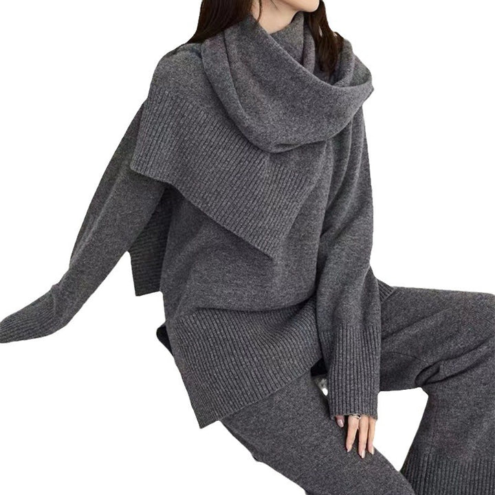 Damen lässiges Strickoberteil mit weitem Schnitt und bequemen Hosen Drune