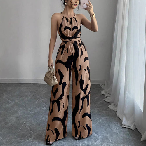 Damen Overall mit weitem Bein und modernem Muster Drune