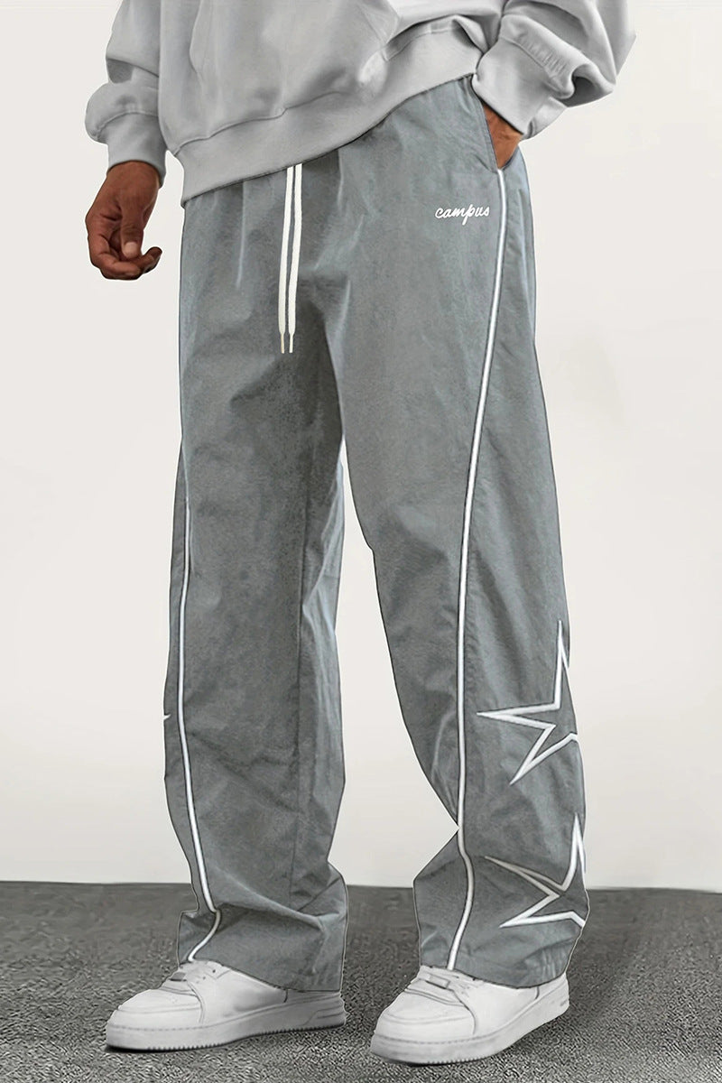 Herren Weite Trackpants mit Kontrastpaspel, Kordelzug und Sternapplikation Drune